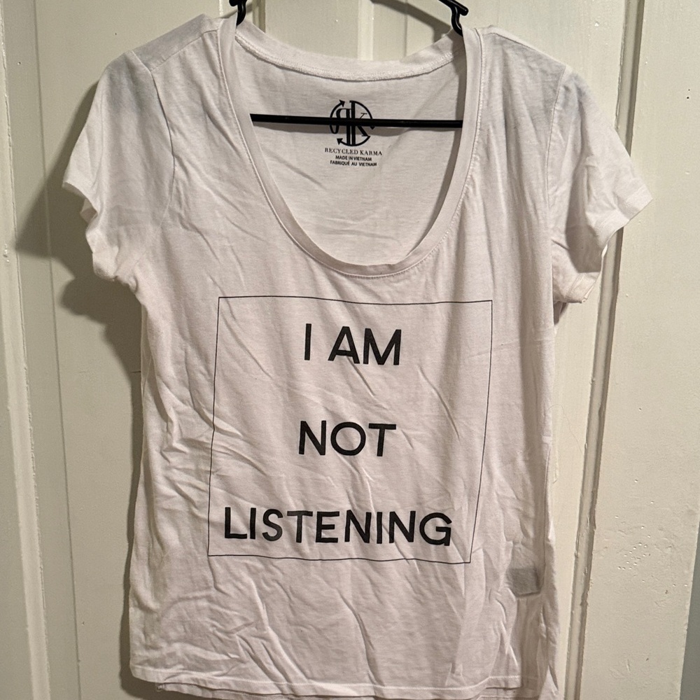 Recycled Karma White Tee with Black Logo